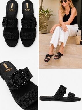 Sam Edelman Black Braided Beaded Slide Sandals - NWOT